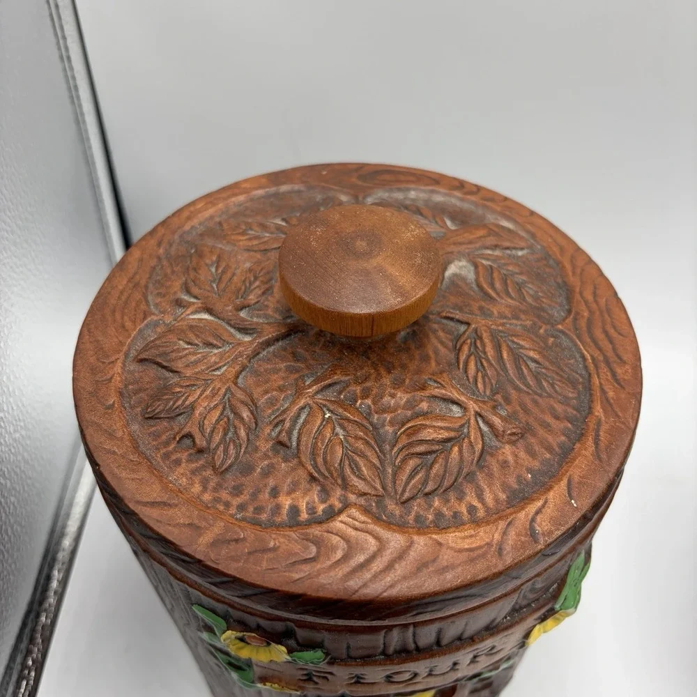 Vtg 1970's Woodsy Owl  Stump Canisters Treasure Craft USA Set of 3‎ MCM Rare HTF